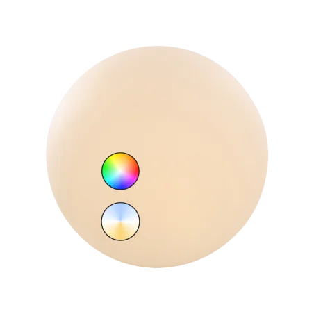 Apvalus išmanusis lauko šviestuvas-rutulys su RGB ir baltos šviesos reguliavimo piktogramomis
