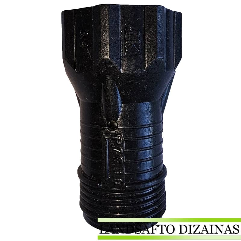 Juodas plastikinis laistymo slėgio reguliatorius su 3/4 colio sriegiu